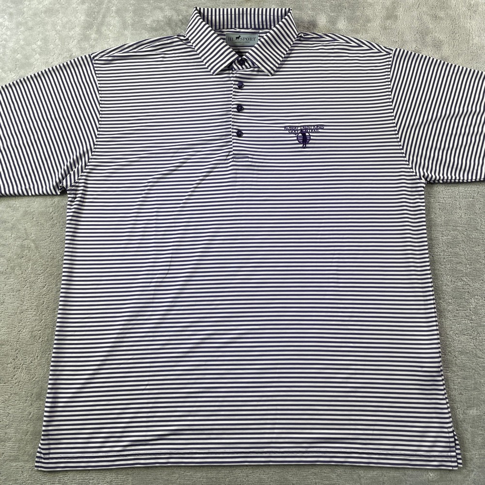 HL Sport Horn Legend Polo Shirt Mens XL Purple Striped Golf Preppy Light Stretch